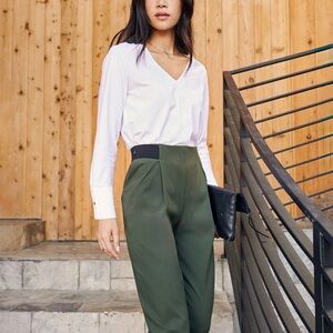 ADAY Something Tailored White Long Sleeve Top Size Medium